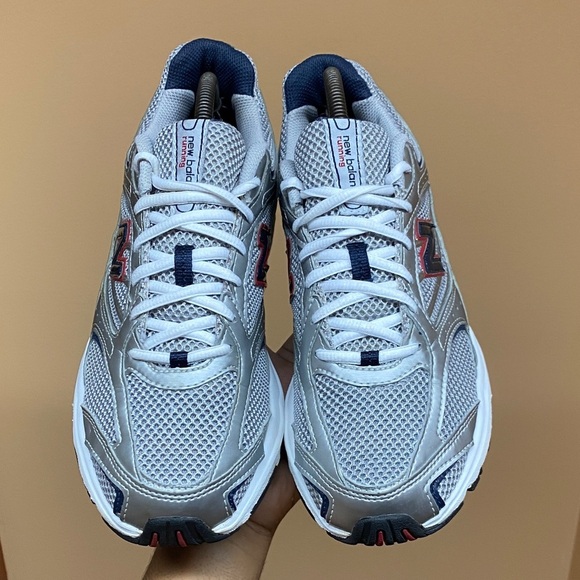 Rare Vintage New Balance 400 Silver Navy Red Running Sneakers Size 9.5